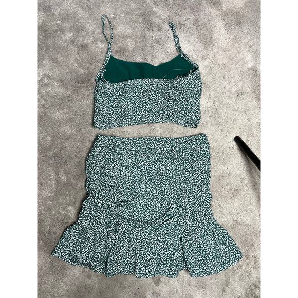 MABLE Matching Mini Skirt Set Green Womens Size Small - Picture 5 of 6